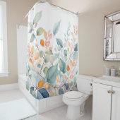 Foliage Green Blue Orange Leaves Douchegordijn (In situ)