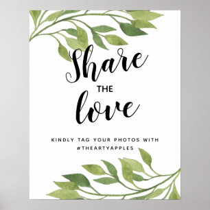 Foliage greenery leaf Social media bruiloft hashta Poster