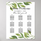 Foliage greenery leaf Table planparty/bruiloft Poster (Voorkant)