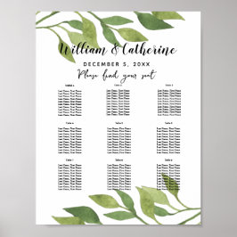 Foliage greenery leaf Table planparty/bruiloft Poster