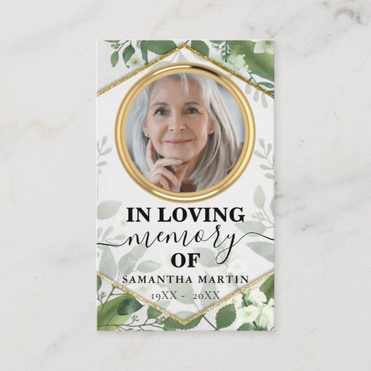 Foliage Greenery Memorial Prayer Visitekaartje (Voorkant)
