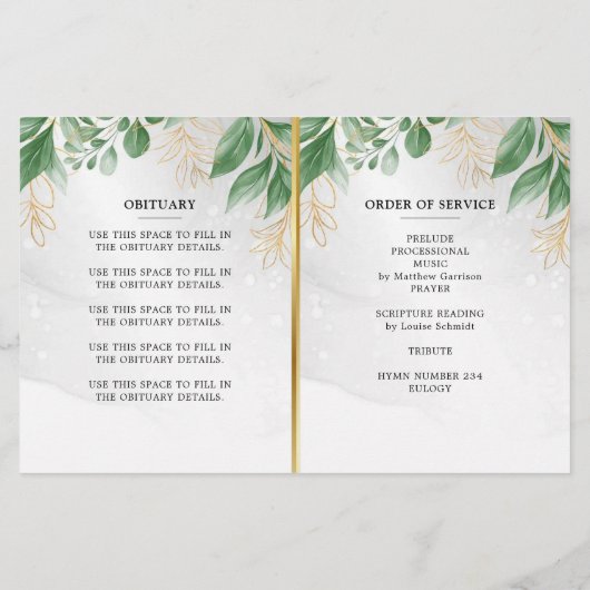 Foliage Greenery Photo Life Celebration Programme (Achterkant)