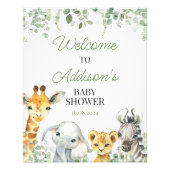 Foliage Greenery Safari Baby shower Welkomstbord Foto Afdruk (Voorkant)