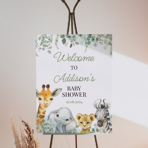 Foliage Greenery Safari Baby shower Welkomstbord Foto Afdruk
