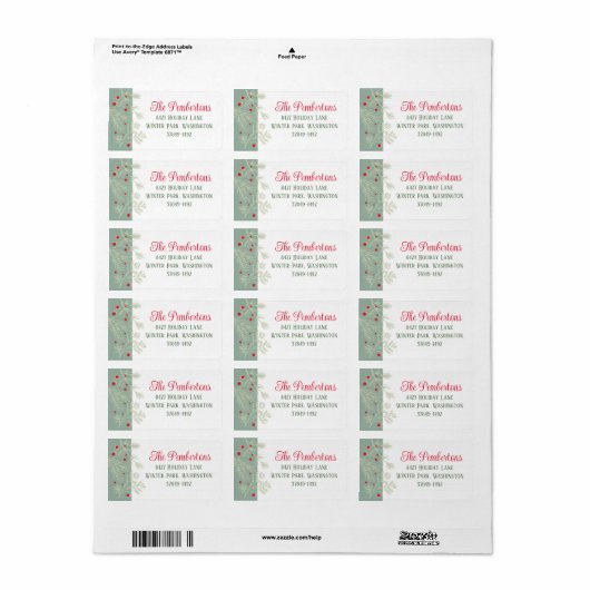 Foliage Greenery Vakantieadres Label (Full Sheet)