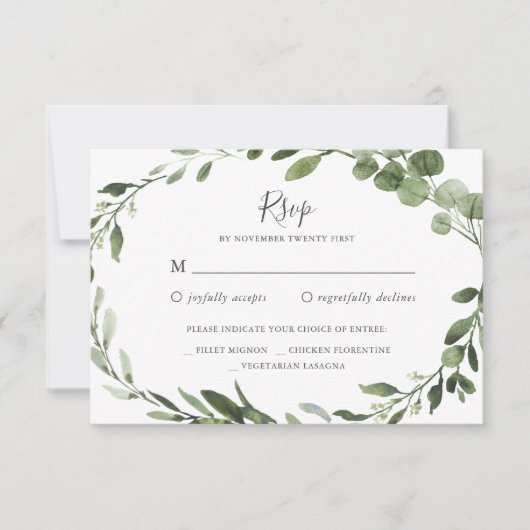 Foliage Greenery Wedding RSVP Kaart (Voorkant)