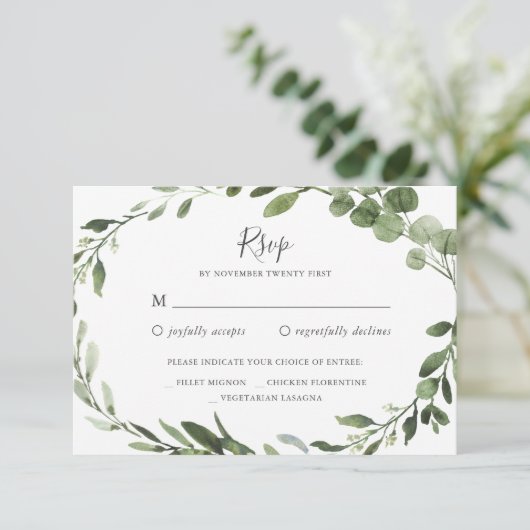 Foliage Greenery Wedding RSVP Kaart (Staand voorkant)