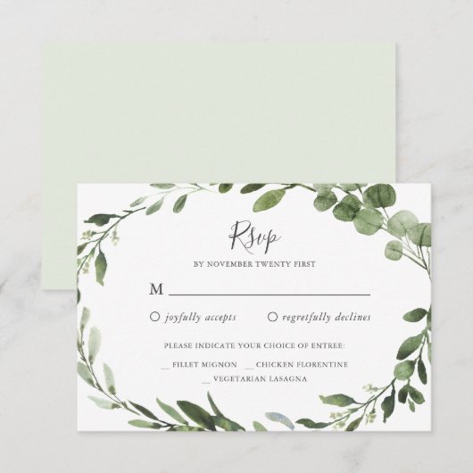 Foliage Greenery Wedding RSVP Kaart (Voorkant / Achterkant)