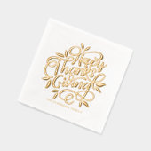 Foliage Hand Lettering Happy Thanksgiving Folie Servetten (Links)