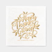 Foliage Hand Lettering Happy Thanksgiving Folie Servetten (Voorkant)