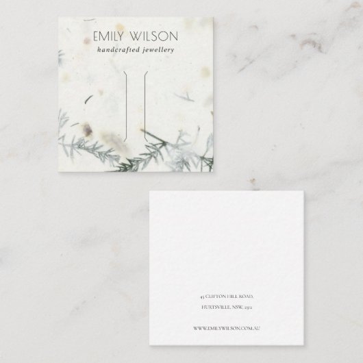 Foliage Handgemaakt papier textiel Haarklemscherm Vierkante Visitekaartje (Voorkant / Achterkant)