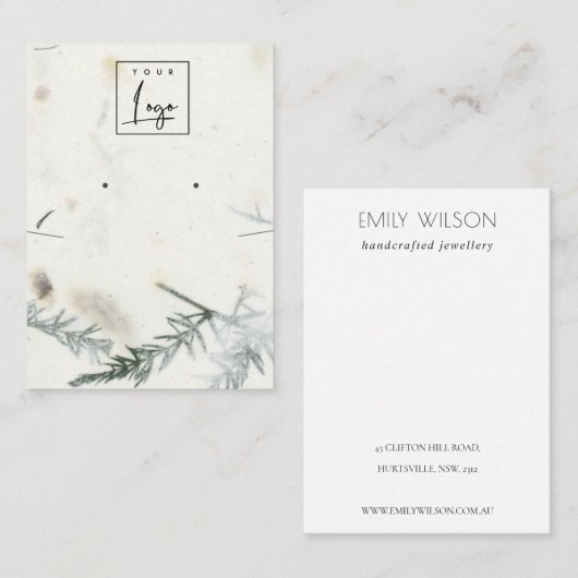 Foliage Handmade Paper Texture Earning Ketting Visitekaartje (Voorkant / Achterkant)