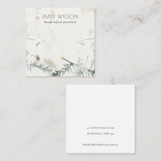 Foliage Handmade Paper Texture Ketting Display Vierkante Visitekaartje (Voorkant / Achterkant)