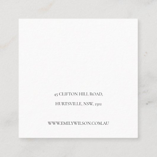 Foliage Handmade Paper Texture Ketting Display Vierkante Visitekaartje (Achterkant)