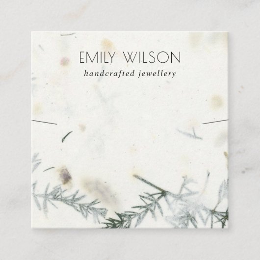 Foliage Handmade Paper Texture Ketting Display Vierkante Visitekaartje (Voorkant)