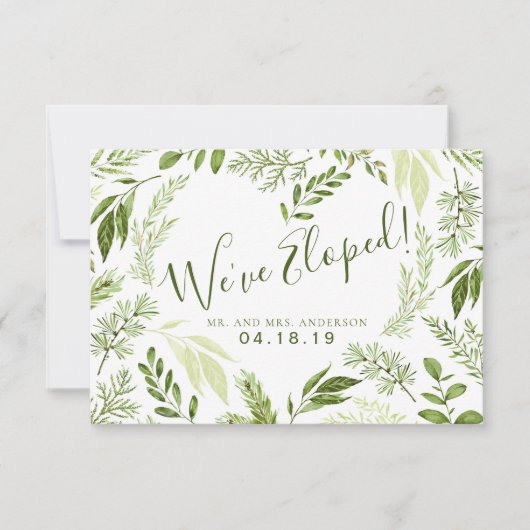 Foliage Heart Botanical Weddenschap Elopement Aankondiging (Voorkant)