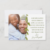 Foliage Heart Botanical Weddenschap Elopement Aankondiging (Achterkant)