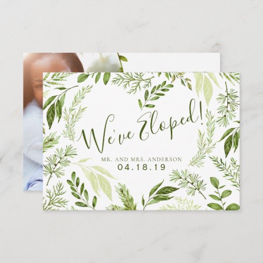 Foliage Heart Botanical Weddenschap Elopement Aankondiging (Voorkant / Achterkant)