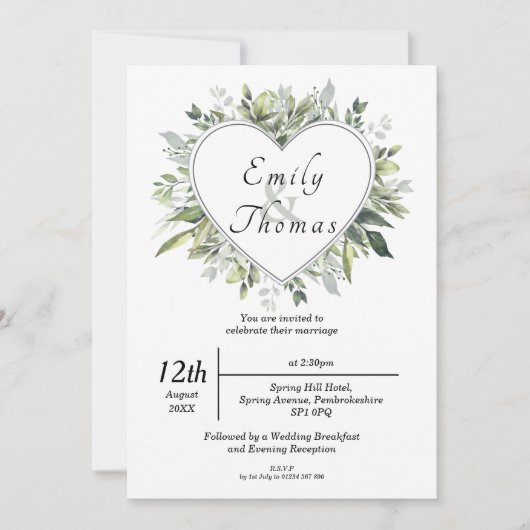 Foliage Heart Wedding Uitnodiging (Voorkant)
