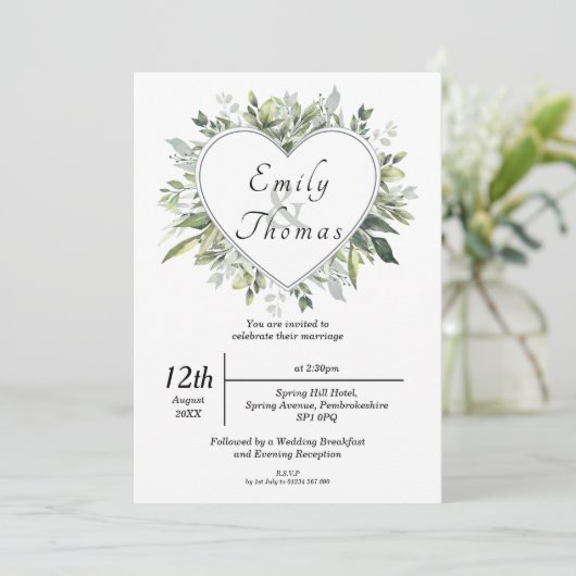 Foliage Heart Wedding Uitnodiging (Staand voorkant)