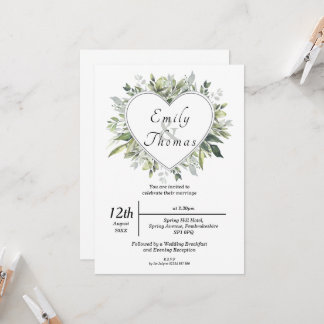 Foliage Heart Wedding Uitnodiging