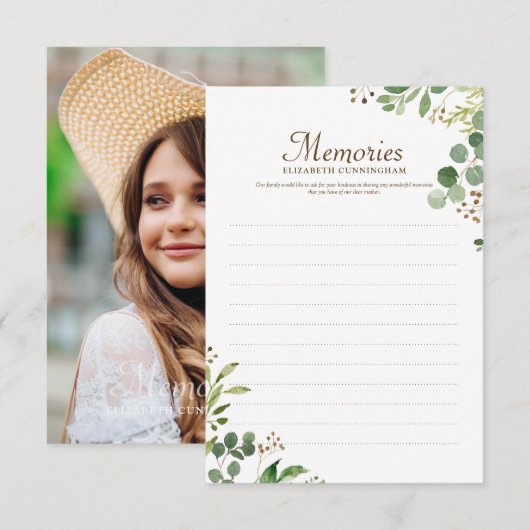 Foliage-hulpstoffen Aangepaste foto-herdenking RSVP Kaartje (Voorkant / Achterkant)