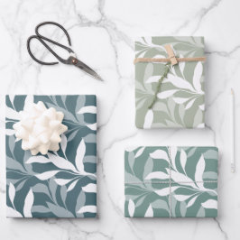 Foliage in Grace Layered Organic Silhouettes Sage Inpakpapier Vel