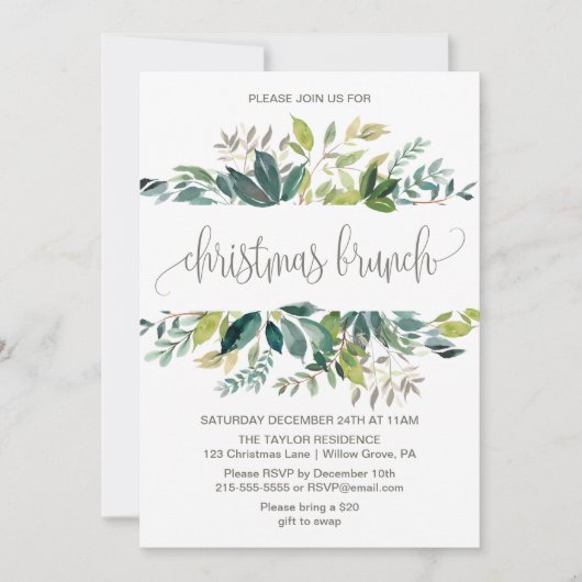 Foliage KerstBrunch Kaart (Voorkant)