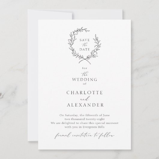  Foliage Krans, Fine Art Bewaar de datum Kaart (Voorkant)