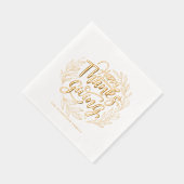 Foliage krans Hand Lettered Happy Thanksgiving Folie Servetten (Rechts)