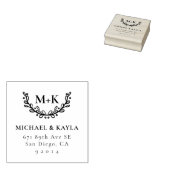 Foliage krans Monogram retouradres Rubberstempel (Gestempeld)