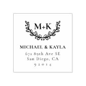Foliage krans Monogram retouradres Rubberstempel (Afrduk)