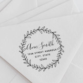 Foliage krans naam rond retouradres rubberstempel