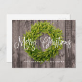 Foliage krans op hout | Prettige kerstgroet Feestdagenkaart (Voorkant / Achterkant)