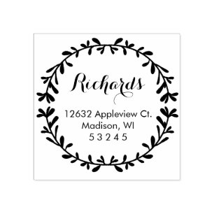 Foliage krans retour adres stempel
