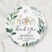 Foliage krans Safari Baby shower Rond Bedankjes Labels (Voorkant)