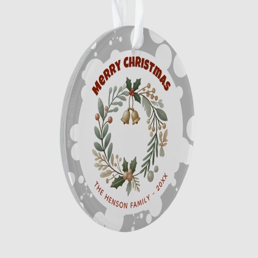 Foliage Krans Vrolijk Kerstfeest Familie Vakantie Ornament (voorkant)