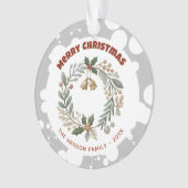 Foliage Krans Vrolijk Kerstfeest Familie Vakantie Ornament (voorkant)