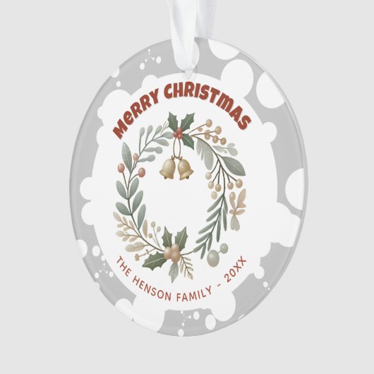 Foliage Krans Vrolijk Kerstfeest Familie Vakantie Ornament (voorkant)