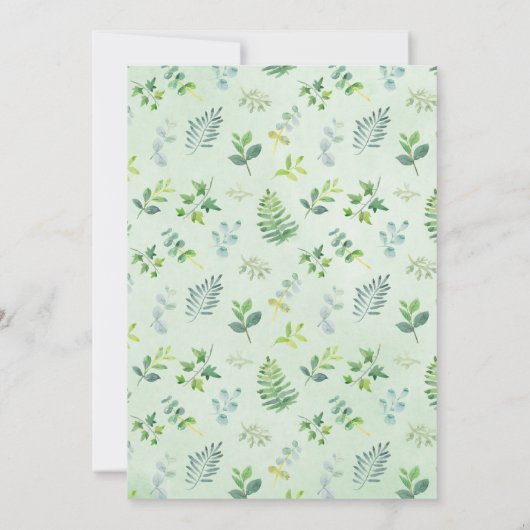 Foliage krans Waterverf groen bruiloft Kaart (Achterkant)