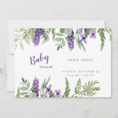 Foliage Lavender and Mint baby shower Invitation Kaart (Voorkant)