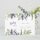 Foliage Lavender and Mint baby shower Invitation Kaart (Staand voorkant)