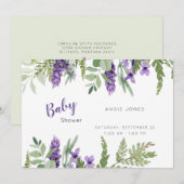 Foliage Lavender and Mint baby shower Invitation Kaart (Voorkant / Achterkant)