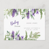 Foliage Lavender and Mint baby shower Invitation Uitnodiging Briefkaart (Voorkant)