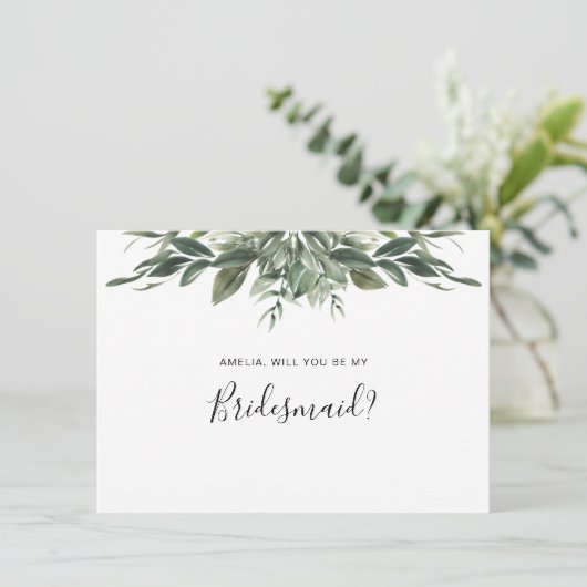 Foliage Leaf Bridesmaid Flat Card Bedankkaart (Staand voorkant)