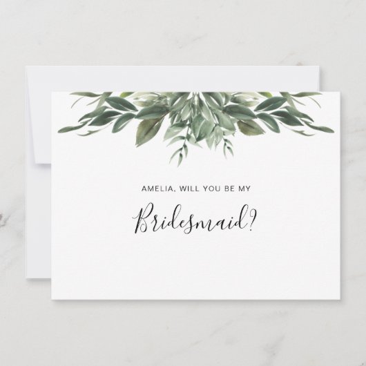 Foliage Leaf Bridesmaid Flat Card Bedankkaart (Voorkant)