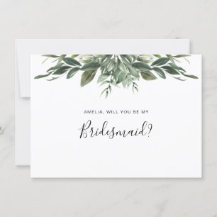 Foliage Leaf Bridesmaid Flat Card Bedankkaart