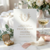 Foliage Leaf Line Art Modern Wedding Save the Date Folie Uitnodiging