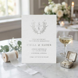 Foliage Leaf Line Art Modern Wedding Save the Date Folie Uitnodiging