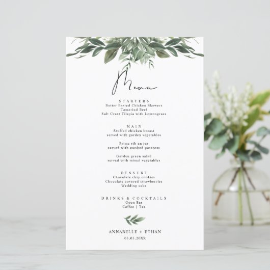 Foliage Leaf-menukaart (Staand voorkant)